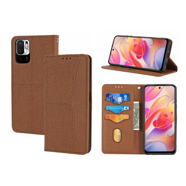 For Xiaomi Redmi Note 11 Woven Texture Stitching Magnetic Horizontal Flip PU Leather Phone Case