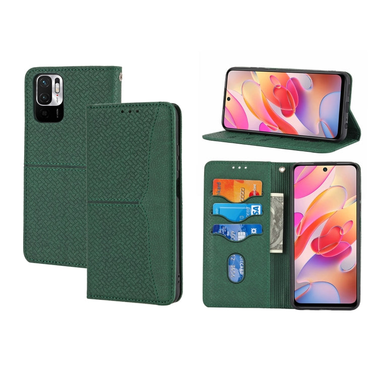 For Xiaomi Redmi Note 11 Woven Texture Stitching Magnetic Horizontal Flip PU Leather Phone Case
