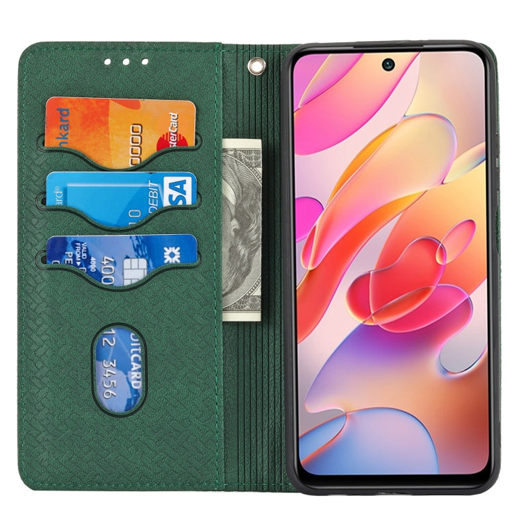 For Xiaomi Redmi Note 11 Woven Texture Stitching Magnetic Horizontal Flip PU Leather Phone Case