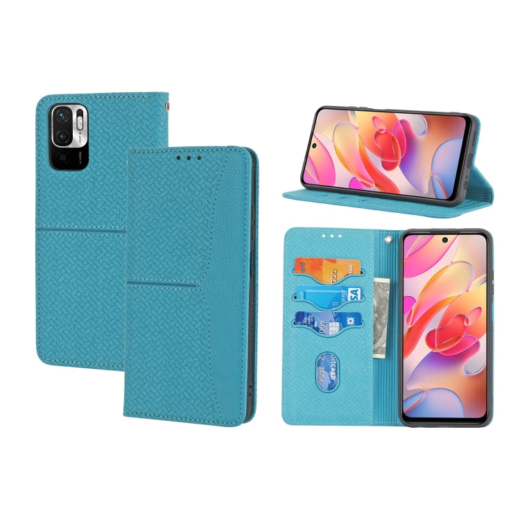 For Xiaomi Redmi Note 11 Woven Texture Stitching Magnetic Horizontal Flip PU Leather Phone Case