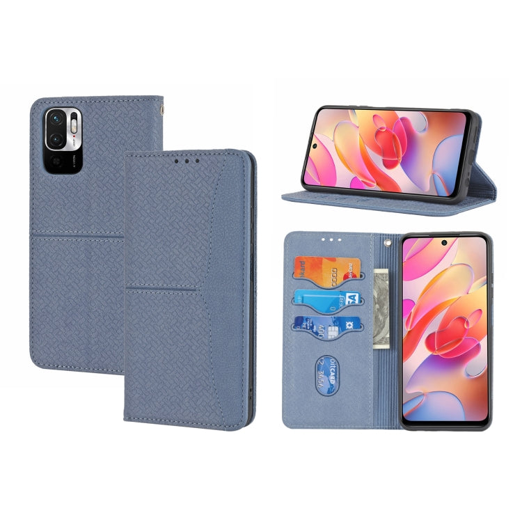 For Xiaomi Redmi Note 11 Woven Texture Stitching Magnetic Horizontal Flip PU Leather Phone Case