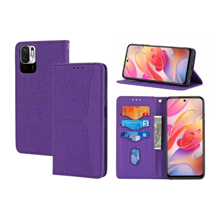 For Xiaomi Redmi Note 11 Woven Texture Stitching Magnetic Horizontal Flip PU Leather Phone Case