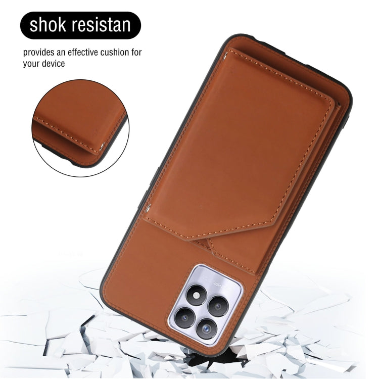 For OPPO Realme 8i Skin Feel PU + TPU + PC Back Cover Shockproof Phone Case with Card Slots & Holder & Photo Frame