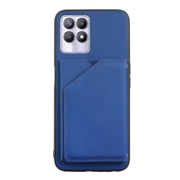 For OPPO Realme 8i Skin Feel PU + TPU + PC Back Cover Shockproof Phone Case with Card Slots & Holder & Photo Frame