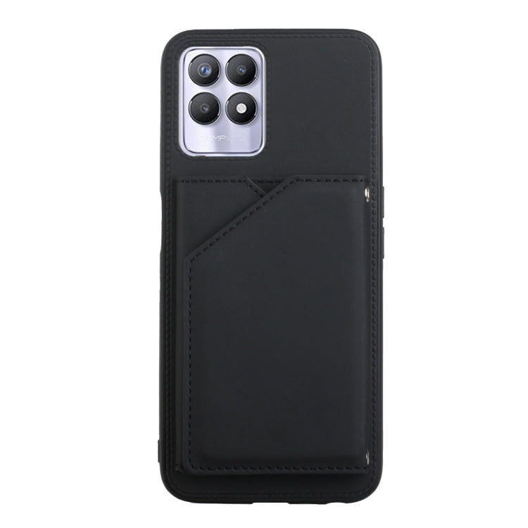 For OPPO Realme 8i Skin Feel PU + TPU + PC Back Cover Shockproof Phone Case with Card Slots & Holder & Photo Frame