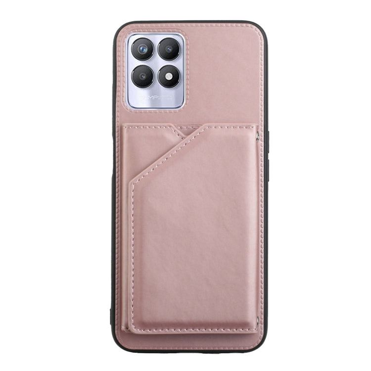 For OPPO Realme 8i Skin Feel PU + TPU + PC Back Cover Shockproof Phone Case with Card Slots & Holder & Photo Frame