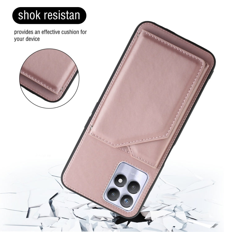 For OPPO Realme 8i Skin Feel PU + TPU + PC Back Cover Shockproof Phone Case with Card Slots & Holder & Photo Frame