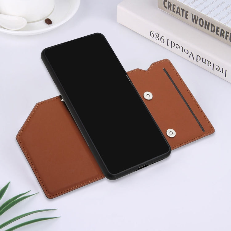 For Xiaomi Mi 11T / Mi 11 Pro Skin Feel PU + TPU + PC Back Cover Shockproof Phone Case with Card Slots & Holder & Photo Frame