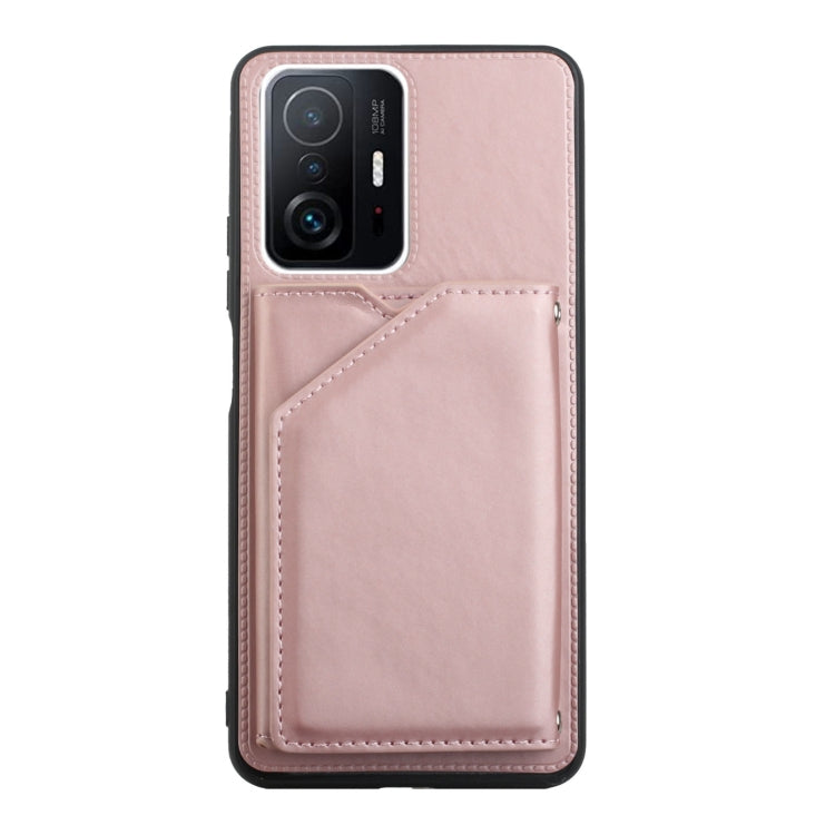 For Xiaomi Mi 11T / Mi 11 Pro Skin Feel PU + TPU + PC Back Cover Shockproof Phone Case with Card Slots & Holder & Photo Frame