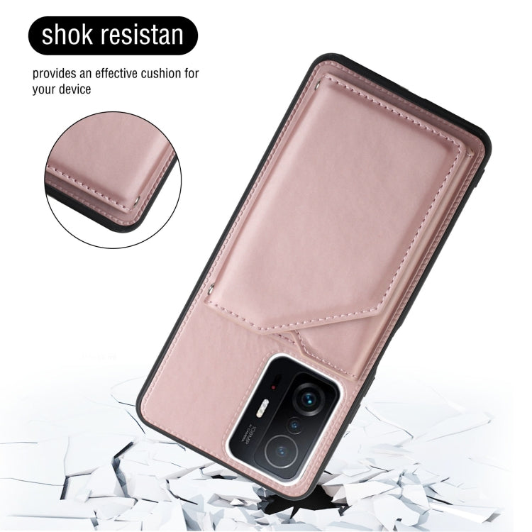 For Xiaomi Mi 11T / Mi 11 Pro Skin Feel PU + TPU + PC Back Cover Shockproof Phone Case with Card Slots & Holder & Photo Frame