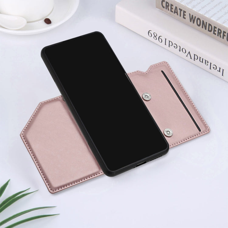 For Xiaomi Mi 11T / Mi 11 Pro Skin Feel PU + TPU + PC Back Cover Shockproof Phone Case with Card Slots & Holder & Photo Frame