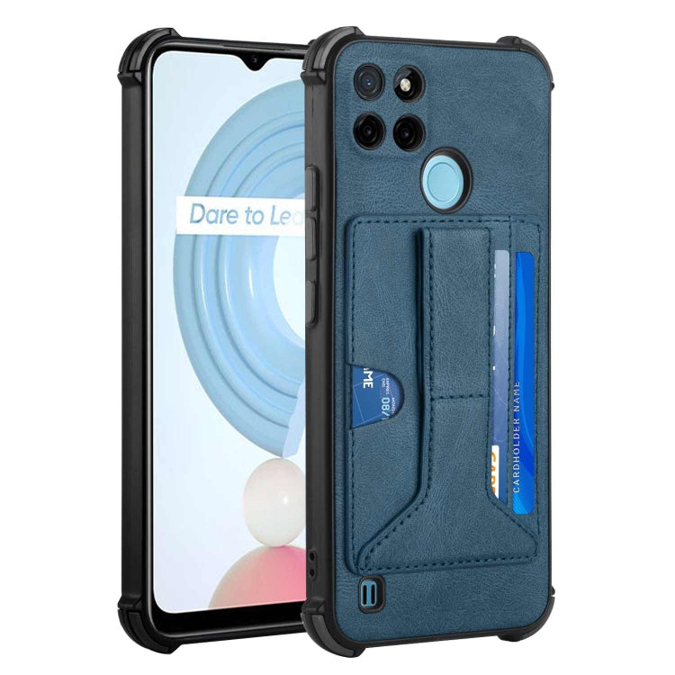 For OPPO Realme C21Y Dream PU + TPU Four-corner Shockproof Phone Back Cover Case with Card Slots & Holder