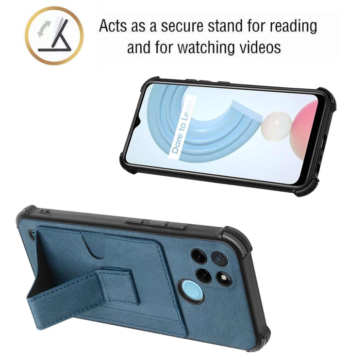 For OPPO Realme C21Y Dream PU + TPU Four-corner Shockproof Phone Back Cover Case with Card Slots & Holder