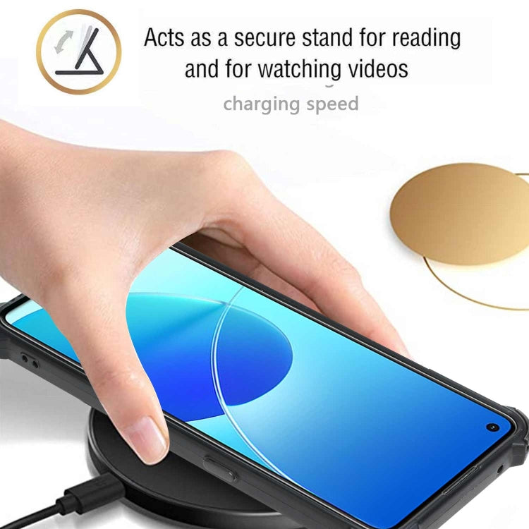 For OPPO Reno6 4G Dream PU + TPU Four-corner Shockproof Phone Back Cover Case with Card Slots & Holder