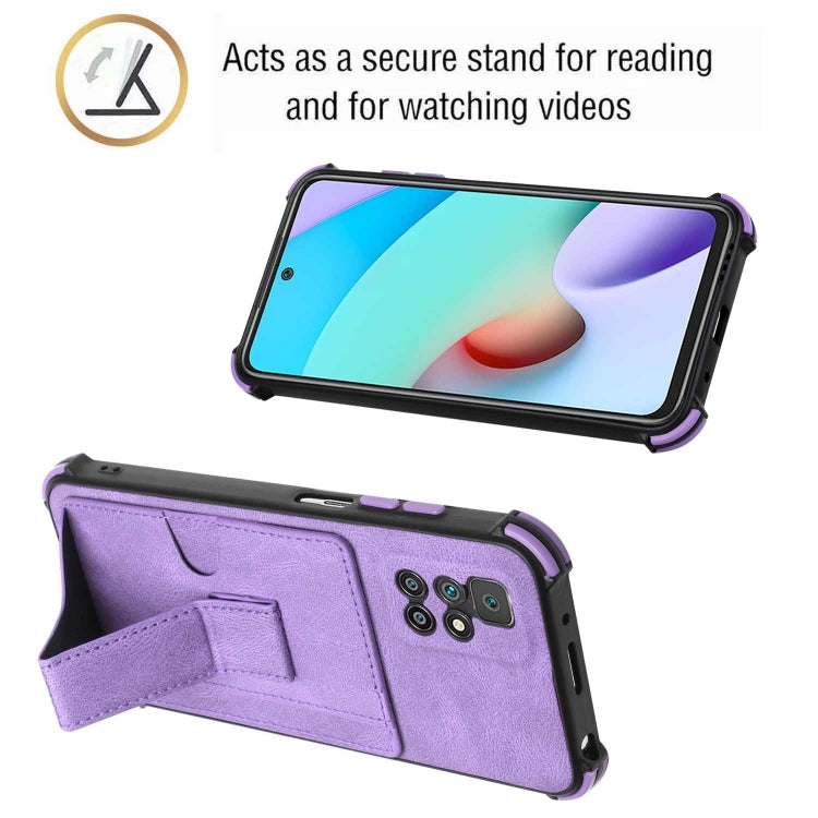 For Xiaomi Redmi 10 / 10 Prime Dream PU + TPU Four-corner Shockproof Phone Back Cover Case with Card Slots & Holder