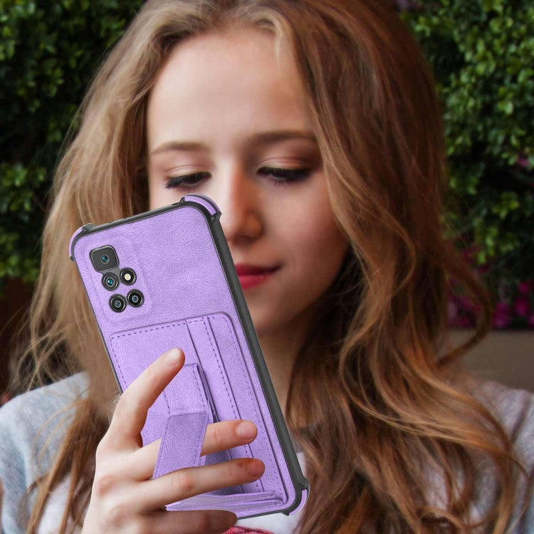 For Xiaomi Redmi 10 / 10 Prime Dream PU + TPU Four-corner Shockproof Phone Back Cover Case with Card Slots & Holder