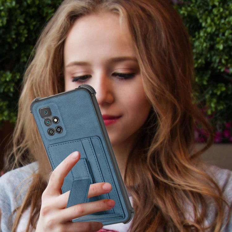 For Xiaomi Redmi 10 / 10 Prime Dream PU + TPU Four-corner Shockproof Phone Back Cover Case with Card Slots & Holder