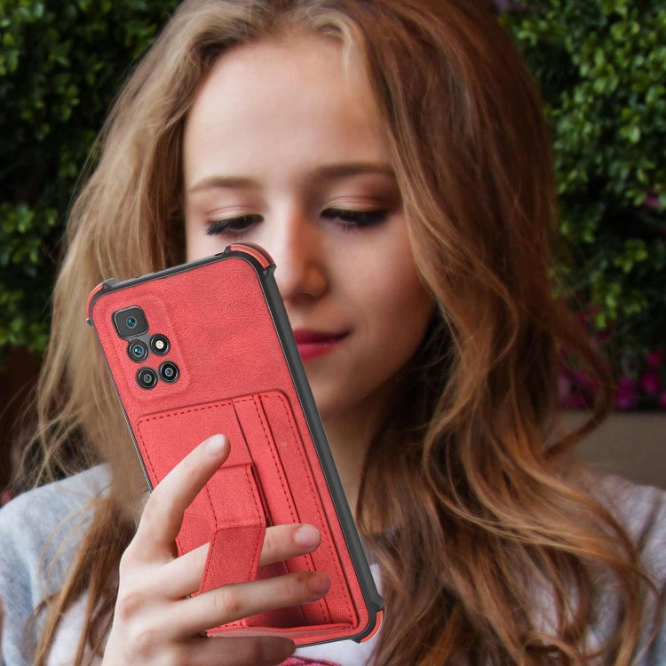 For Xiaomi Redmi 10 / 10 Prime Dream PU + TPU Four-corner Shockproof Phone Back Cover Case with Card Slots & Holder