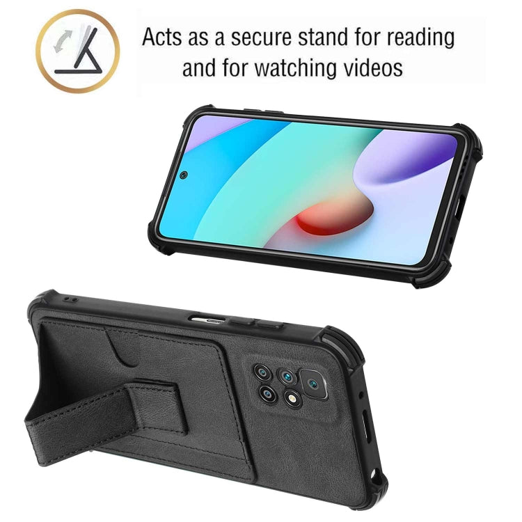 For Xiaomi Redmi 10 / 10 Prime Dream PU + TPU Four-corner Shockproof Phone Back Cover Case with Card Slots & Holder