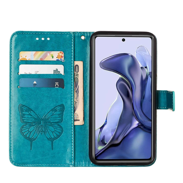 For Xiaomi Mi 11T 5G / 11T Pro 5G Embossed Butterfly Leather Phone Case with Holder & Card Slot & Wallet & Lanyard