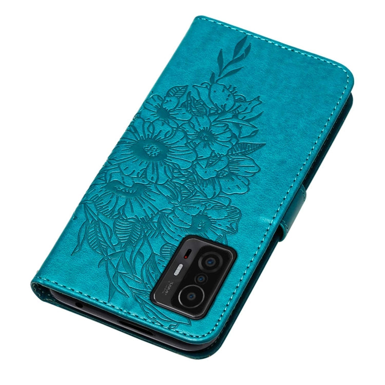 For Xiaomi Mi 11T 5G / 11T Pro 5G Embossed Butterfly Leather Phone Case with Holder & Card Slot & Wallet & Lanyard