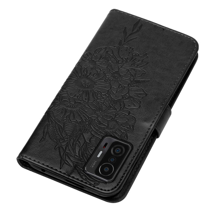 For Xiaomi Mi 11T 5G / 11T Pro 5G Embossed Butterfly Leather Phone Case with Holder & Card Slot & Wallet & Lanyard