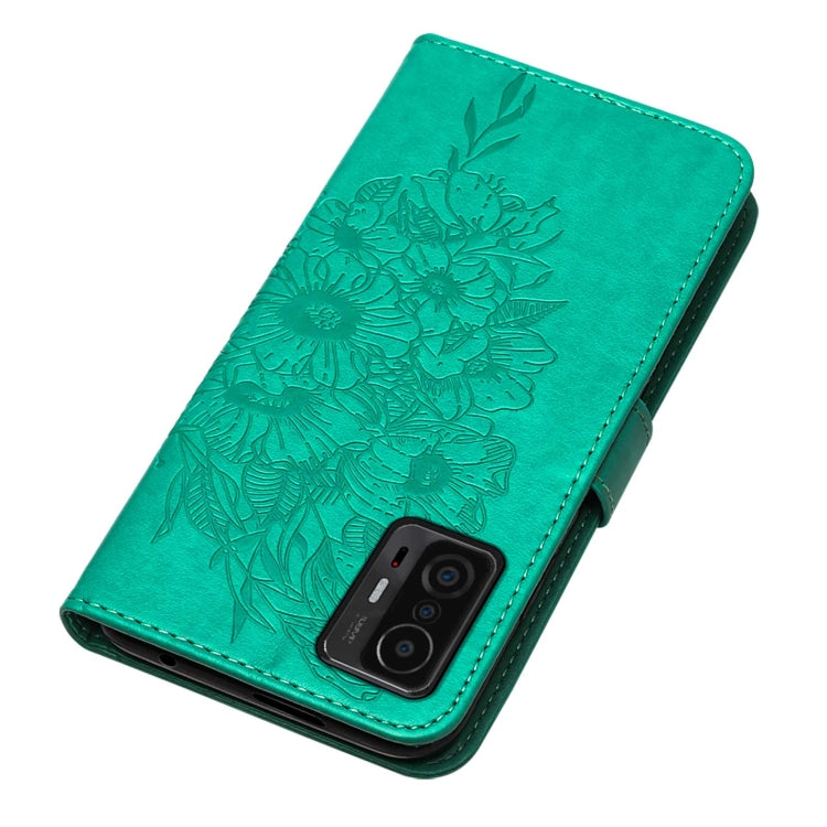 For Xiaomi Mi 11T 5G / 11T Pro 5G Embossed Butterfly Leather Phone Case with Holder & Card Slot & Wallet & Lanyard