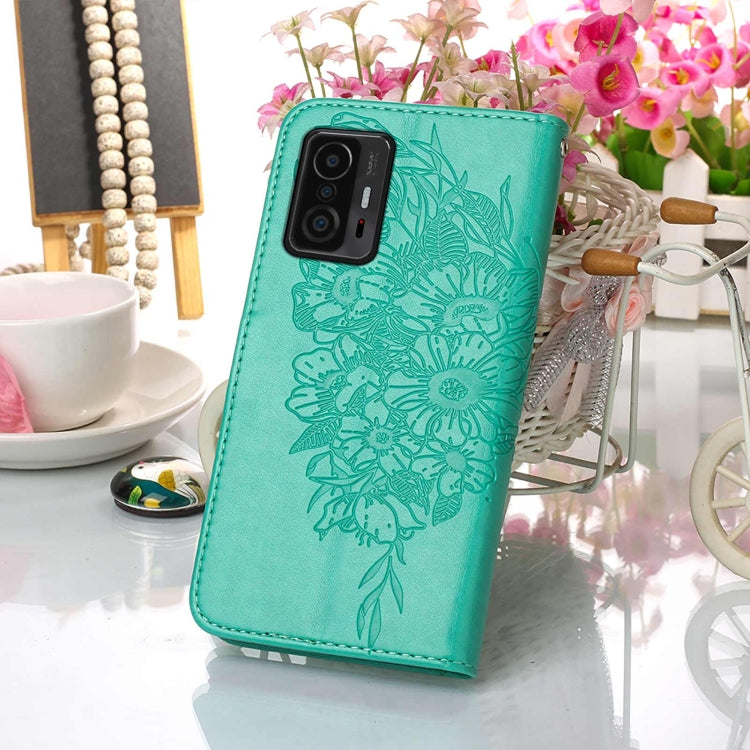 For Xiaomi Mi 11T 5G / 11T Pro 5G Embossed Butterfly Leather Phone Case with Holder & Card Slot & Wallet & Lanyard