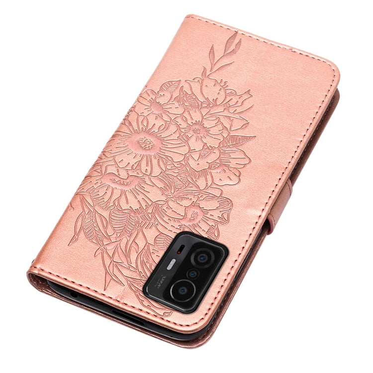 For Xiaomi Mi 11T 5G / 11T Pro 5G Embossed Butterfly Leather Phone Case with Holder & Card Slot & Wallet & Lanyard