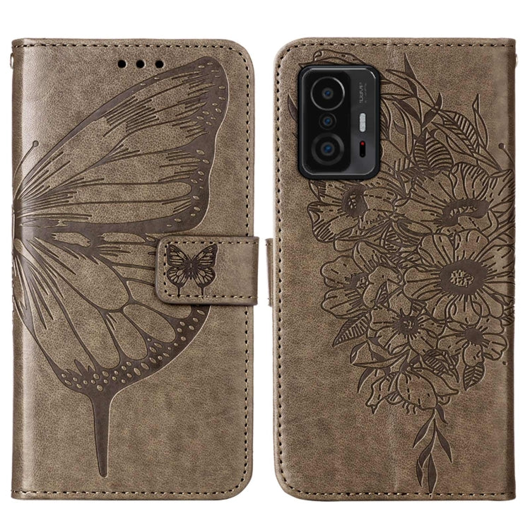 For Xiaomi Mi 11T 5G / 11T Pro 5G Embossed Butterfly Leather Phone Case with Holder & Card Slot & Wallet & Lanyard