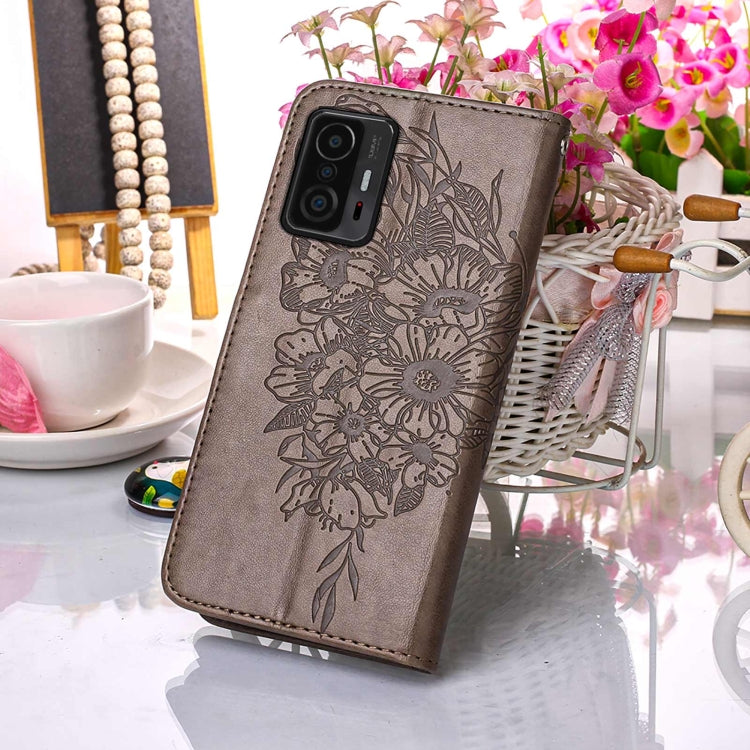 For Xiaomi Mi 11T 5G / 11T Pro 5G Embossed Butterfly Leather Phone Case with Holder & Card Slot & Wallet & Lanyard