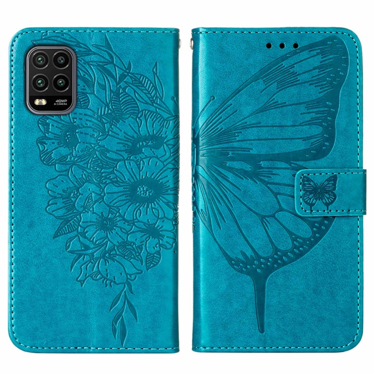 For Xiaomi Mi 10 5G / 10 Pro 5G Embossed Butterfly Leather Phone Case with Holder & Card Slot & Wallet & Lanyard