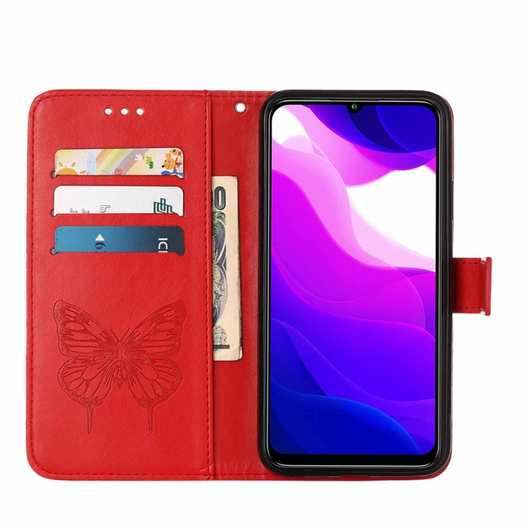 For Xiaomi Mi 10 5G / 10 Pro 5G Embossed Butterfly Leather Phone Case with Holder & Card Slot & Wallet & Lanyard