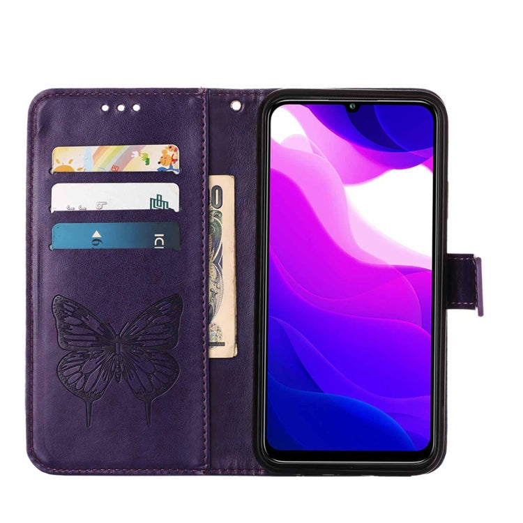 For Xiaomi Mi 10 5G / 10 Pro 5G Embossed Butterfly Leather Phone Case with Holder & Card Slot & Wallet & Lanyard