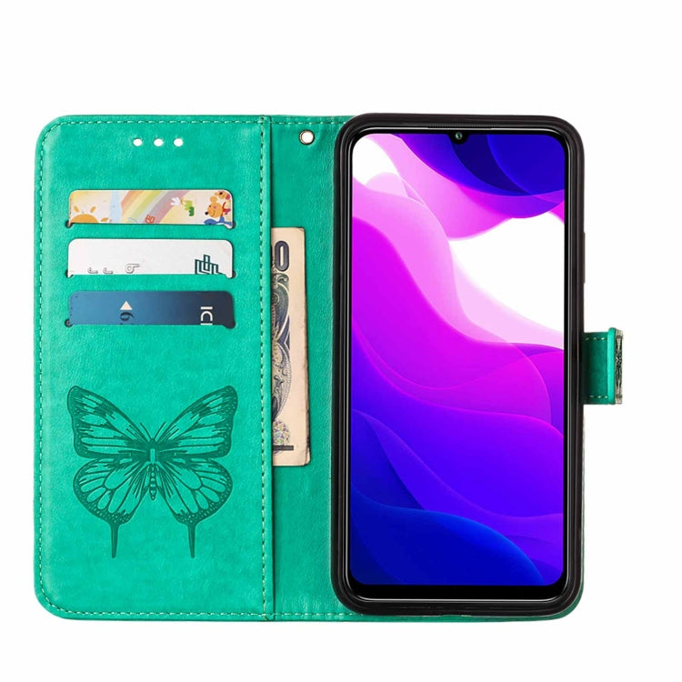 For Xiaomi Mi 10 5G / 10 Pro 5G Embossed Butterfly Leather Phone Case with Holder & Card Slot & Wallet & Lanyard