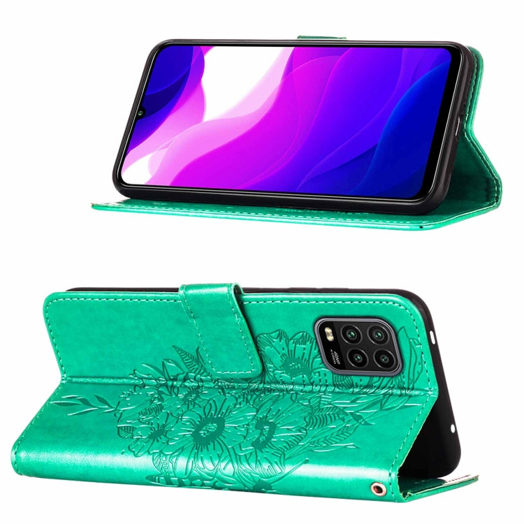 For Xiaomi Mi 10 5G / 10 Pro 5G Embossed Butterfly Leather Phone Case with Holder & Card Slot & Wallet & Lanyard