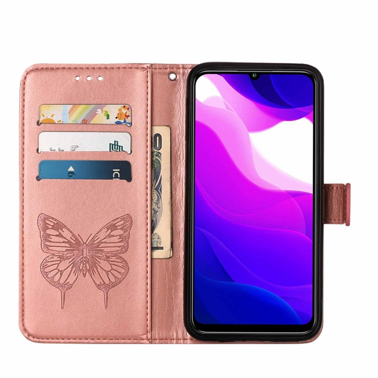 For Xiaomi Mi 10 5G / 10 Pro 5G Embossed Butterfly Leather Phone Case with Holder & Card Slot & Wallet & Lanyard