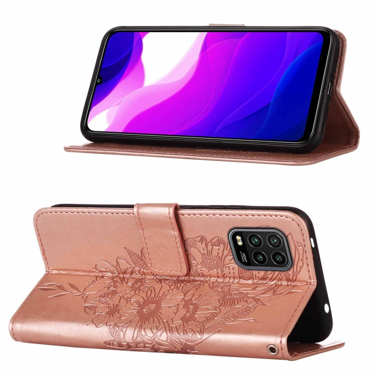 For Xiaomi Mi 10 5G / 10 Pro 5G Embossed Butterfly Leather Phone Case with Holder & Card Slot & Wallet & Lanyard