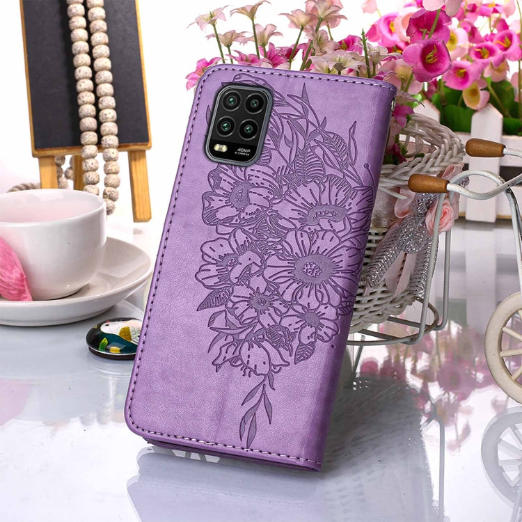 For Xiaomi Mi 10 5G / 10 Pro 5G Embossed Butterfly Leather Phone Case with Holder & Card Slot & Wallet & Lanyard