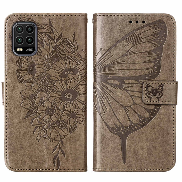 For Xiaomi Mi 10 5G / 10 Pro 5G Embossed Butterfly Leather Phone Case with Holder & Card Slot & Wallet & Lanyard