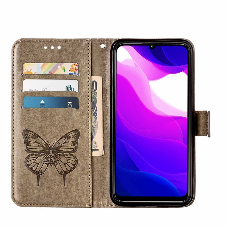 For Xiaomi Mi 10 5G / 10 Pro 5G Embossed Butterfly Leather Phone Case with Holder & Card Slot & Wallet & Lanyard