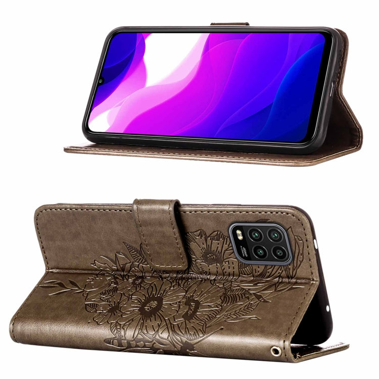 For Xiaomi Mi 10 5G / 10 Pro 5G Embossed Butterfly Leather Phone Case with Holder & Card Slot & Wallet & Lanyard