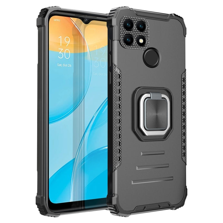 For OPPO A15 / A15S Fierce Warrior Series Armor Aluminum Alloy + TPU Phone Case with Ring Holder