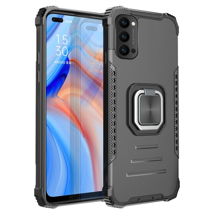 For OPPO Reno4 5G / 4G Fierce Warrior Series Armor Aluminum Alloy + TPU Phone Case with Ring Holder