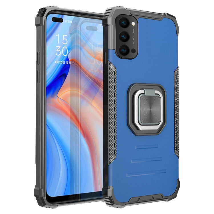 For OPPO Reno4 5G / 4G Fierce Warrior Series Armor Aluminum Alloy + TPU Phone Case with Ring Holder