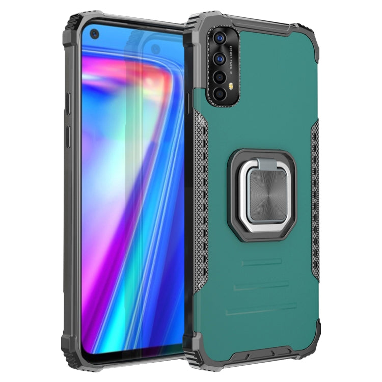 For OPPO Realme 7 Fierce Warrior Series Armor Aluminum Alloy + TPU Phone Case with Ring Holder