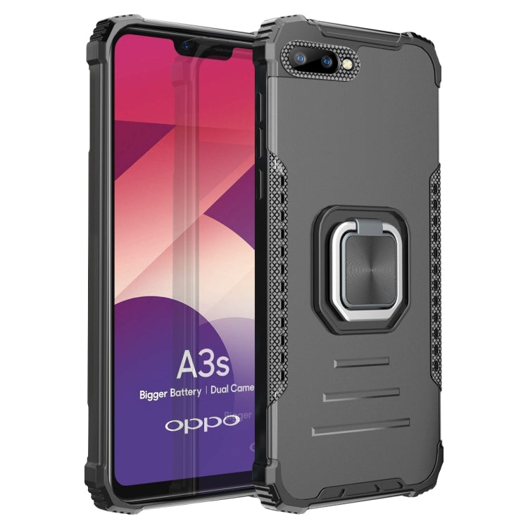 For OPPO A3s / C1 / A5 / A12e Fierce Warrior Series Armor Aluminum Alloy + TPU Phone Case with Ring Holder