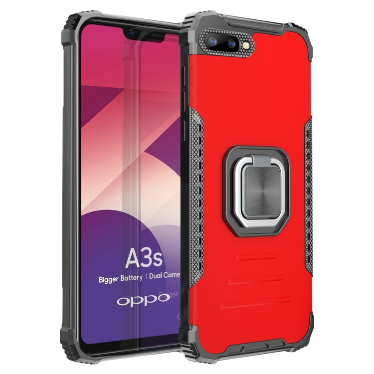 For OPPO A3s / C1 / A5 / A12e Fierce Warrior Series Armor Aluminum Alloy + TPU Phone Case with Ring Holder