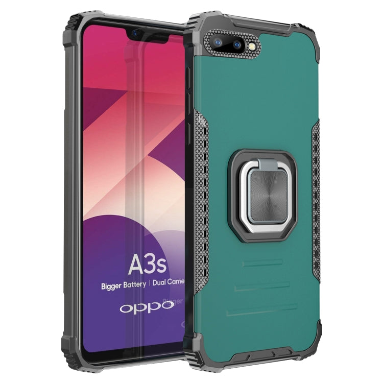 For OPPO A3s / C1 / A5 / A12e Fierce Warrior Series Armor Aluminum Alloy + TPU Phone Case with Ring Holder