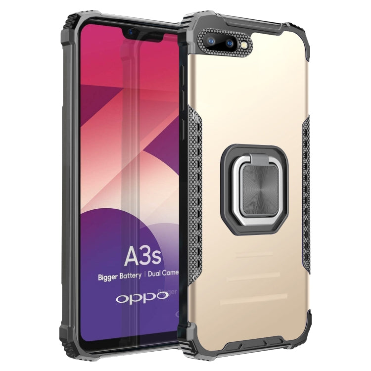 For OPPO A3s / C1 / A5 / A12e Fierce Warrior Series Armor Aluminum Alloy + TPU Phone Case with Ring Holder